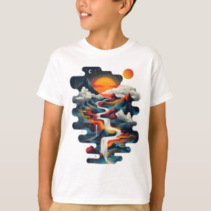 Abstract ontwerp, surrealistisch landschap t-shirt