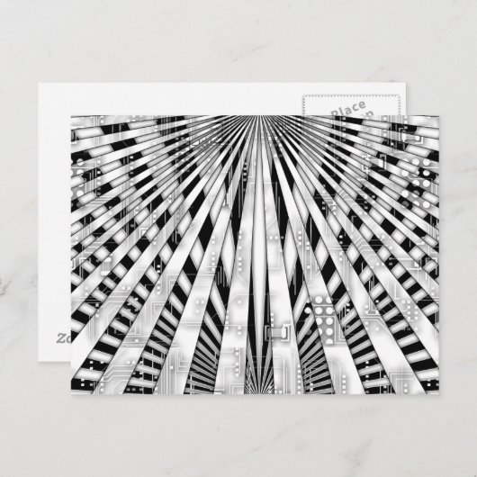 Abstract ontwerp van de Circuitry en de sunburst Briefkaart (Voorkant / Achterkant)