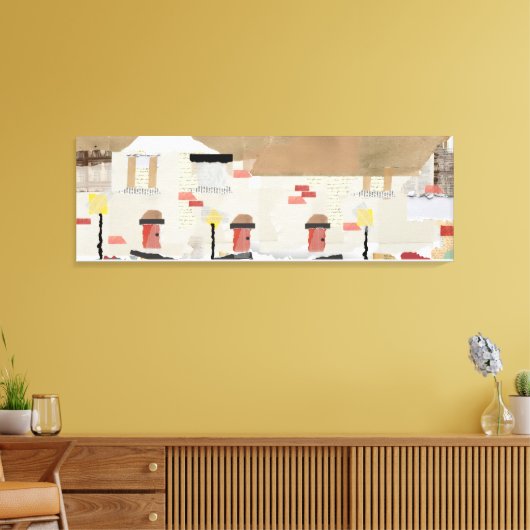 abstract ontwerp van een rijtjeshuis in gescheurd canvas afdruk (Insitu (Woonkamer))