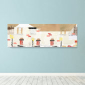 abstract ontwerp van een rijtjeshuis in gescheurd canvas afdruk (Insitu (Houten vloer))