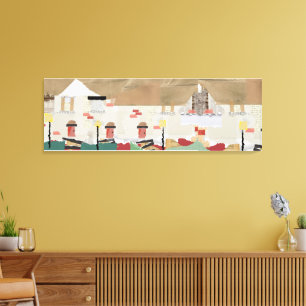 abstract ontwerp van een rijtjeshuis in gescheurd canvas afdruk