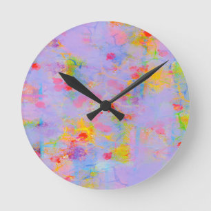 Abstract ontwerp van een veld met wilde bloemen ronde klok