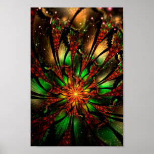 Abstract ontwerp van fractale bloem poster