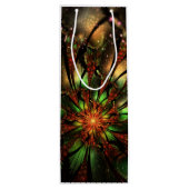 Abstract ontwerp van fractale bloem wijn cadeautas (Achterkant)