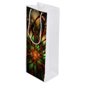 Abstract ontwerp van fractale bloem wijn cadeautas (Voorkant Gekanteld)