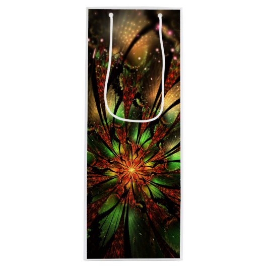 Abstract ontwerp van fractale bloem wijn cadeautas (Voorkant)
