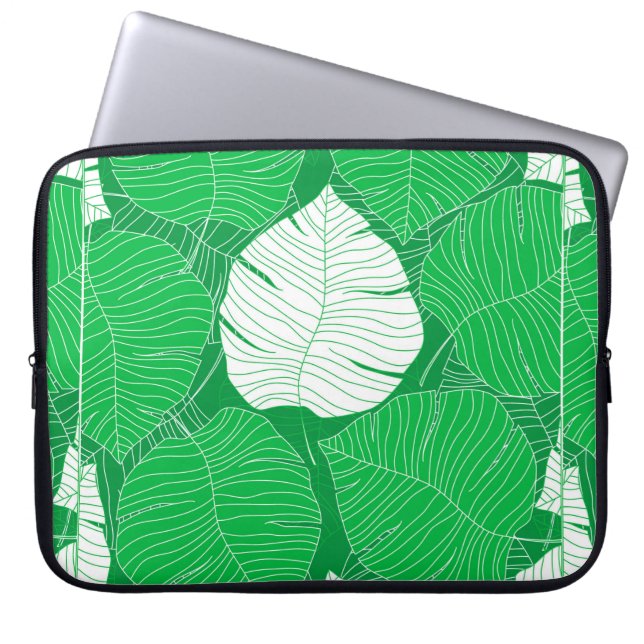 Abstract ontwerp van tropisch blad laptop sleeve (Voorkant)