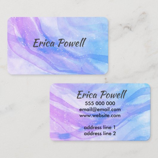 abstract ontwerp voor blauwe en paarse waterverf visitekaartje (Voorkant / Achterkant)