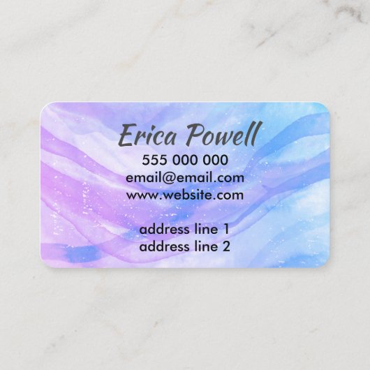 abstract ontwerp voor blauwe en paarse waterverf visitekaartje (Achterkant)