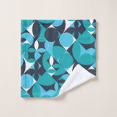 Abstract ontwerp voor Blauwgroen en Navy Circle Bad Handdoek (Wasdoekje)