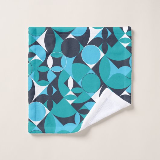 Abstract ontwerp voor Blauwgroen en Navy Circle Bad Handdoek (Wasdoekje)