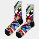 Abstract ontwerp voor rode en blauwe sokken (Links)