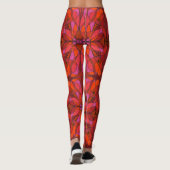 Abstract ontwerp, wit, rood, roze en oranje leggings (Achterkant)