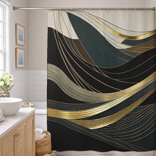 Abstract ontwerp zwart grijs wit goud douchegordijn