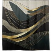 Abstract ontwerp zwart grijs wit goud douchegordijn (Voorkant)