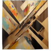 Abstract ontwerp zwart lichtbruin blauw douchegordijn (Voorkant)