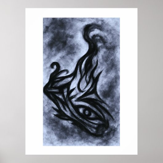 Abstract Oog en Vlam Houtskoolkunst Poster (Voorkant)