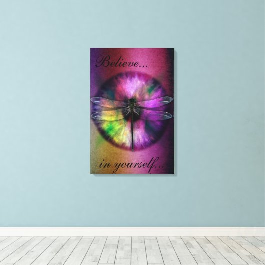 Abstract Oog met Dragonfly Canvas Afdruk (Insitu (Houten vloer))