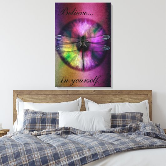 Abstract Oog met Dragonfly Canvas Afdruk (Insitu (Slaapkamer))