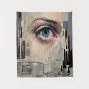 Abstract oog - surrealistische geometrische visiek wandkleed