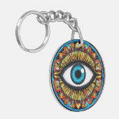 Abstract Oogsymbool met Levendige Kleuren Sleutelhanger (Voorkant Links)