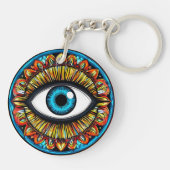 Abstract Oogsymbool met Levendige Kleuren Sleutelhanger (Achterkant)