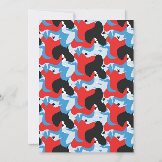 Abstract op 4 juli: zwart rood blauw kaart (Achterkant)