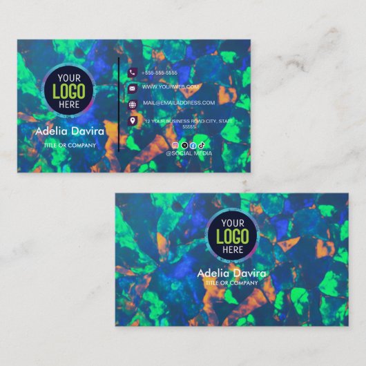 Abstract Opal Gemstone Texture Business Card Visitekaartje (Voorkant / Achterkant)