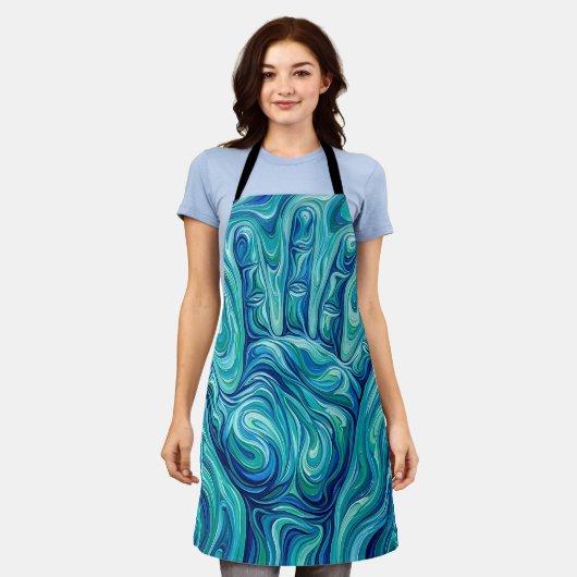 Abstract Open Hand Oceaanblauw Smeltend Schort (Gedragen)
