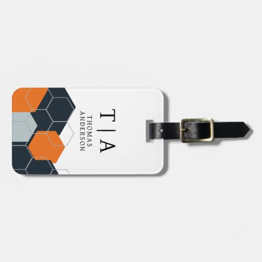 Abstract Orange-Black Geometric Background Bagagelabel (Voorkant horizontaal)