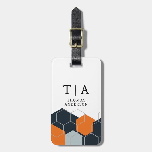 Abstract Orange-Black Geometric Background Bagagelabel (Voorkant verticaal)
