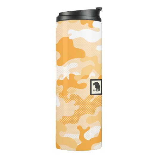 Abstract Orange Camouflage Pattern Thermosbeker (Gedraaid links)
