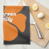 Abstract Orange Daisy Flower on Dark Theedoek (Quarter Fold)