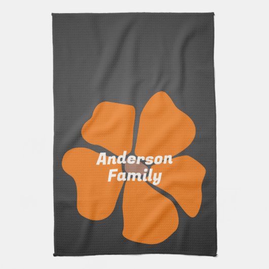 Abstract Orange Daisy Flower on Dark Theedoek (Verticaal)