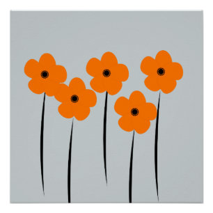 Abstract Oranje Anemones Flowers Poster