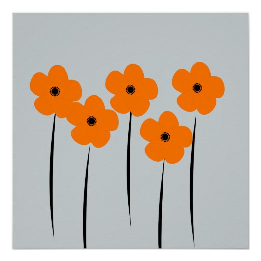 Abstract Oranje Anemones Flowers Poster (Voorkant)