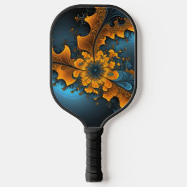 Abstract oranje blauw fractale kunst skateboard pickleball paddle