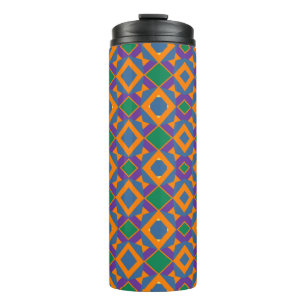 Abstract Oranje Blauw Paarse Patroon met Diamanten Thermosbeker