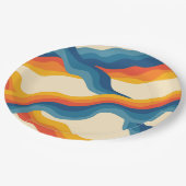 Abstract Oranje blauw Retro Wavy Stripe Pattern Papieren Bordje (Gekanteld)