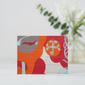 Abstract Oranje blauw rood kunstontwerp Briefkaart (Staand voorkant)