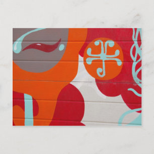 Abstract Oranje blauw rood kunstontwerp Briefkaart