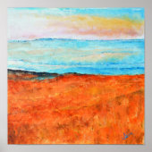 Abstract Oranje blauw strand schilderen Poster (Voorkant)
