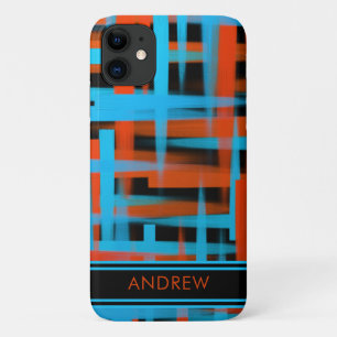 Abstract Oranje Blauw Zwart Strokes Monogram Case-Mate iPhone Case