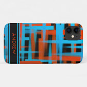 Abstract Oranje Blauw Zwart Strokes Monogram Case-Mate iPhone Case (Achterkant (horizontaal))