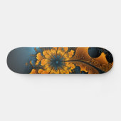 Abstract oranje blauwe fractale kunst skateboard (Horizontaal)