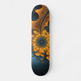 Abstract oranje blauwe fractale kunst skateboard