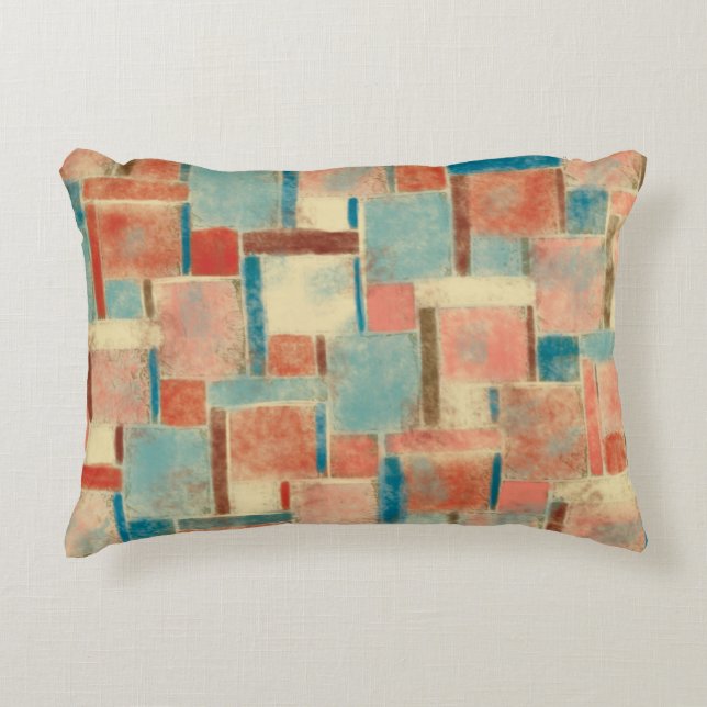 Abstract Oranje en bruin geometrisch Accent Kussen (Voorkant)