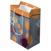 Abstract oranje en roze bloemen middelgrote cadeau medium cadeauzakje (Voorkant Gekanteld)