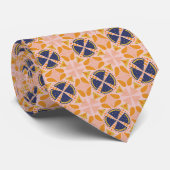 Abstract oranje en roze geometrisch patroon stropdas (Opgerold)