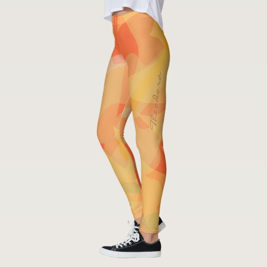 Abstract Oranje Floral Leggings (Links)